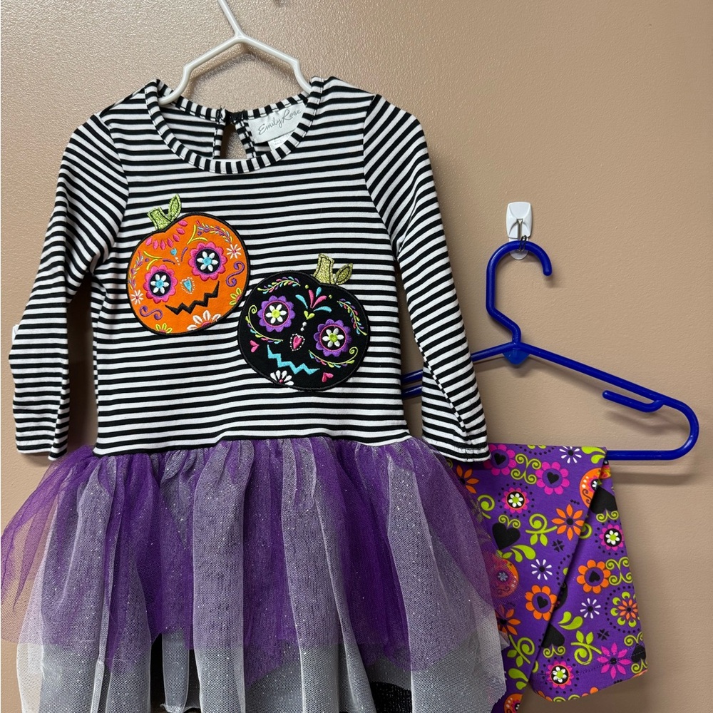 Emily Rose Striped Halloween Dress with Purple Tutu